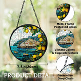 XINCEYWJ Mediterranean Tuscan Decor, Italian Lemon Amalfi Coast Suncatchers Stained Glass Window Hanging, Summer Beach Sun Catchers Indoor Window Glass Round Wall Decor, 7.9x7.9in