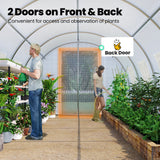 KING BIRD Premium 20x10x6.6FT Greenhouse for Outdoors, Large Walk-in Upgraded Galvanized Metal Frame, Mesh Door Screen Window Improved Zipper Tunnel Hoop for Garden Plant Winter, 2 Stiffeners, White