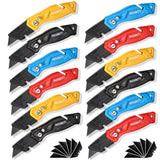 REXBETI Folding Pocket Utility Knife Quick-change SK2 Box Cutter for Cartons, Cardboard and Boxes, Back-lock Mechanism with 20 Extra Blades (12 folding utility knife)