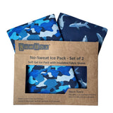 Yumbox Reusable Soft Gel Ice Packs for Lunch Boxes – Sweatproof Kids Lunchbox Ice Packs (Set of 2, 6.5″ × 7.5″)(Camo & Shark)