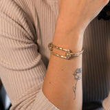 POMINA Gold Fashion Bracelet Spring Tension Hook Bangles Worn Gold Silver Unique Style Bracelet