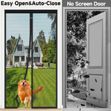 HOFUDON Upgraded Magnetic Screen Door Mesh, Full Strip Magnets, Heavy Duty Fiberglass Mesh, Door Screen Magnetic Closure for Single Door Size 32 x 80 Inch, Screen Door Size 35 x 82 Inch Black