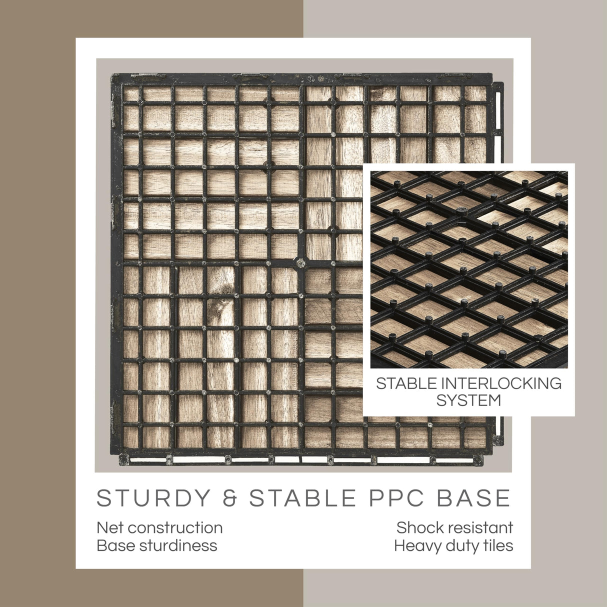 THYOI 30 Pcs Deck Tiles, Patio Flooring - Outdoor Waterproof Acacia Wood Tiles for All Weather Use - Balcony, Backyard, Indoor & Outdoor (White Crossed Pattern, 30 Square Ft)