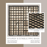 THYOI 30 Pcs Deck Tiles, Patio Flooring - Outdoor Waterproof Acacia Wood Tiles for All Weather Use - Balcony, Backyard, Indoor & Outdoor (White Crossed Pattern, 30 Square Ft)