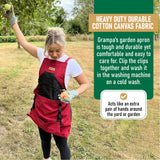 Grampa's Garden Apron - Cross Back Gardening Apron With Pockets For Women & Men | Harvest Apron with Large Kangaroo Pouch (Red)