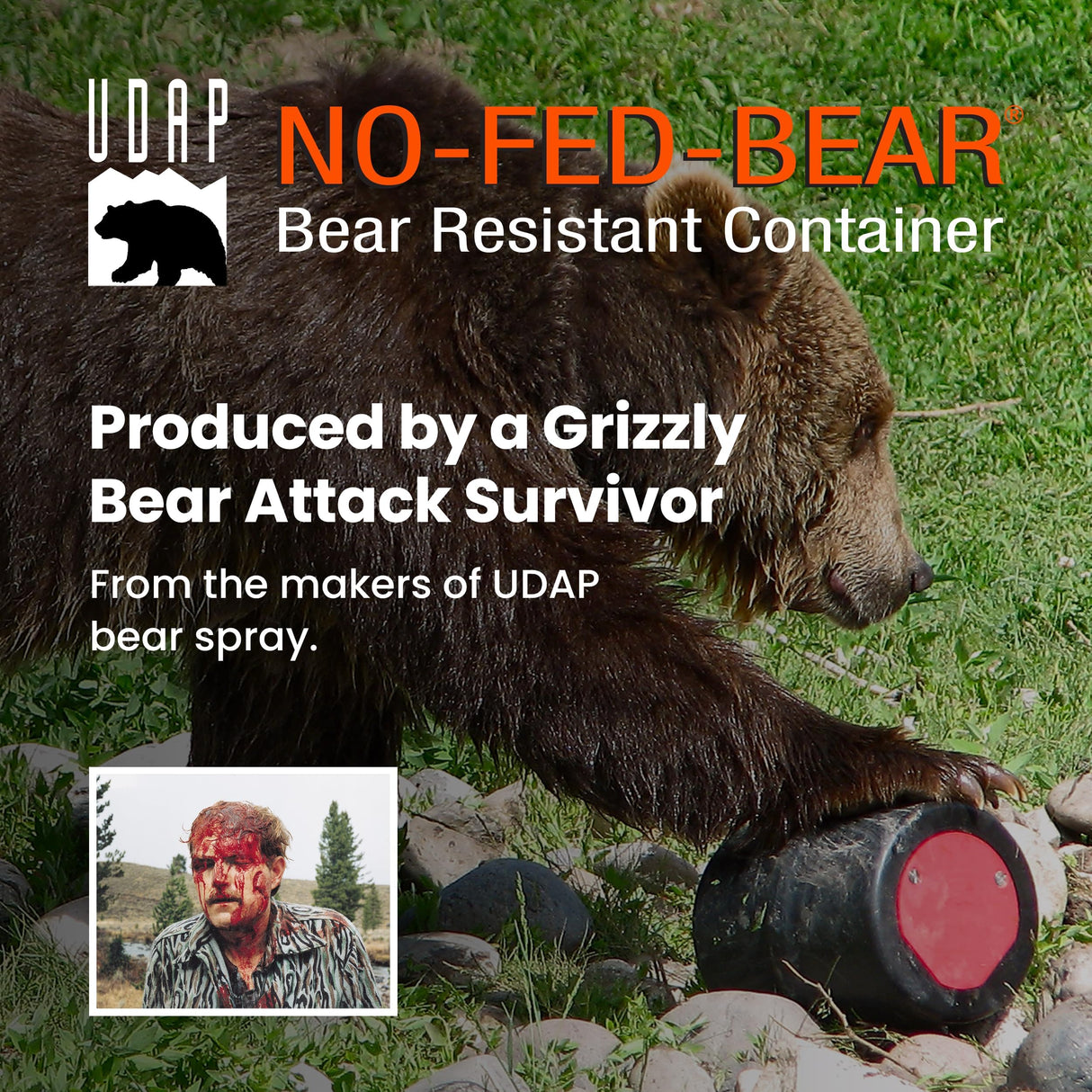 NO-FED-BEAR UDAP Bear Resistant Canister, Hiking Camping Backpacking Hunting Food Storage Container, 2 Gallons, BRC
