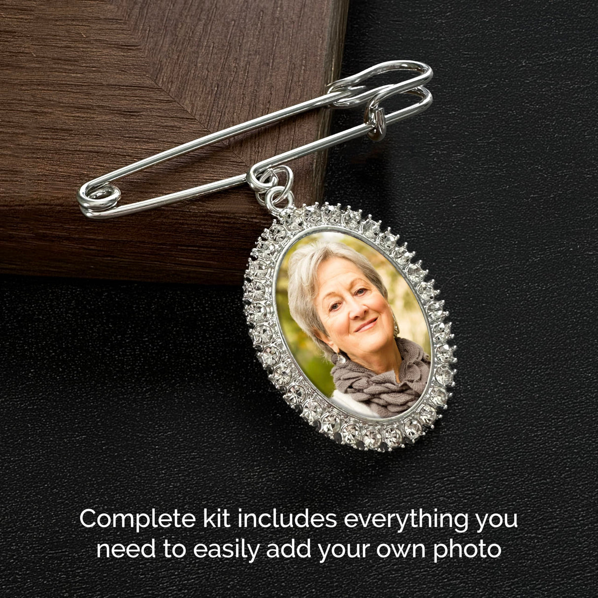 Simple Wedding Bouquet Boutonniere Rhinestone Photo Charm Pin Brooch Gift for Wedding Shower Mother of Bride or Groom