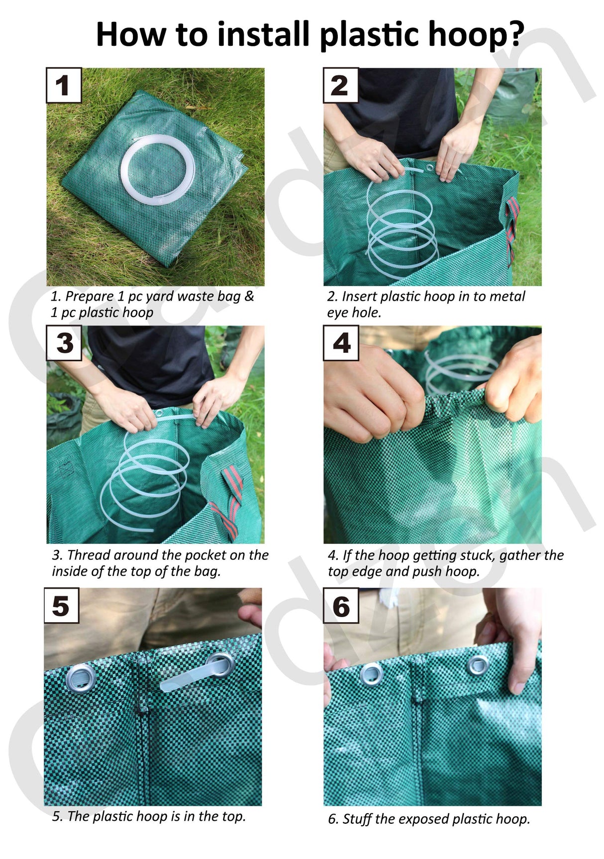 Gardzen 2-Pack 132 Gallon Yard Waste Bags, Reusable Heavy Duty Collapsible Garden Leaf Bags with Plastic Ring, Stand-Up Yard Waste Bin for Leaves, Lawn Debris & Grass Clippings