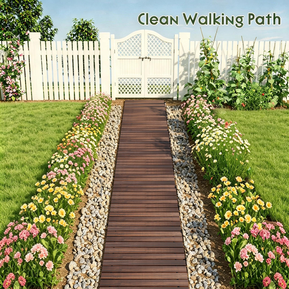Wooden Garden Pathway 8 FT Outdoor Roll Out Wood Walkway (Carbonized)