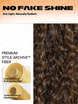 GORGIUS Curly Brown Wig Glueless Highlight Lace Front Wig Pre Plucked Middle Parted Synthetic Wig Upgraded with Premium Human-Hair-Like Fiber 20 Inch