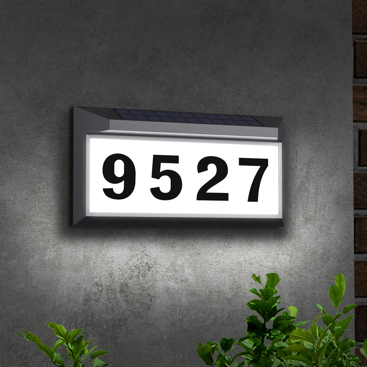 Solar Address Sign, Lighted Address Numbers Outdoor Waterproof, Illuminated LED Address Plaque, House Numbers for Outside, Grey
