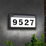 Solar Address Sign, Lighted Address Numbers Outdoor Waterproof, Illuminated LED Address Plaque, House Numbers for Outside, Grey