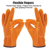 12 Pairs Leather Work Gloves Cowhide Leather Gardening Gloves with Reinforced Palm and Elastic Band, Thick Leathers Glove for Men Women Construction, Wood Cutting, Driving, Automotive Repair (Yellow)