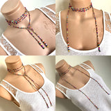 Colorful Bead Necklace, Long Tie Choker, Wrap Necklace, Wrap Seed bead, Lariat Necklace, Christmas Gift Woman, Wrapped Beaded Choker