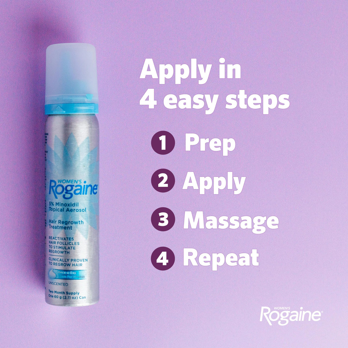Women's Rogaine 5% Minoxidil Topical Foam, Unscented, 2 x 2.11 oz