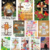 Christian Seasonal Garden Flags Set of 12 Double Sided 12 x 18 Inch Cross Yard Flags, Small Flags for Outside, Fall Winter Easter Christmas Outdoor Flags, Holiday Garden Flags for All Seasons ﻿