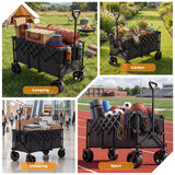 OLIXIS Collapsible Wagon Cart, Heavy Duty Wagon Cart Foldable with Wheels