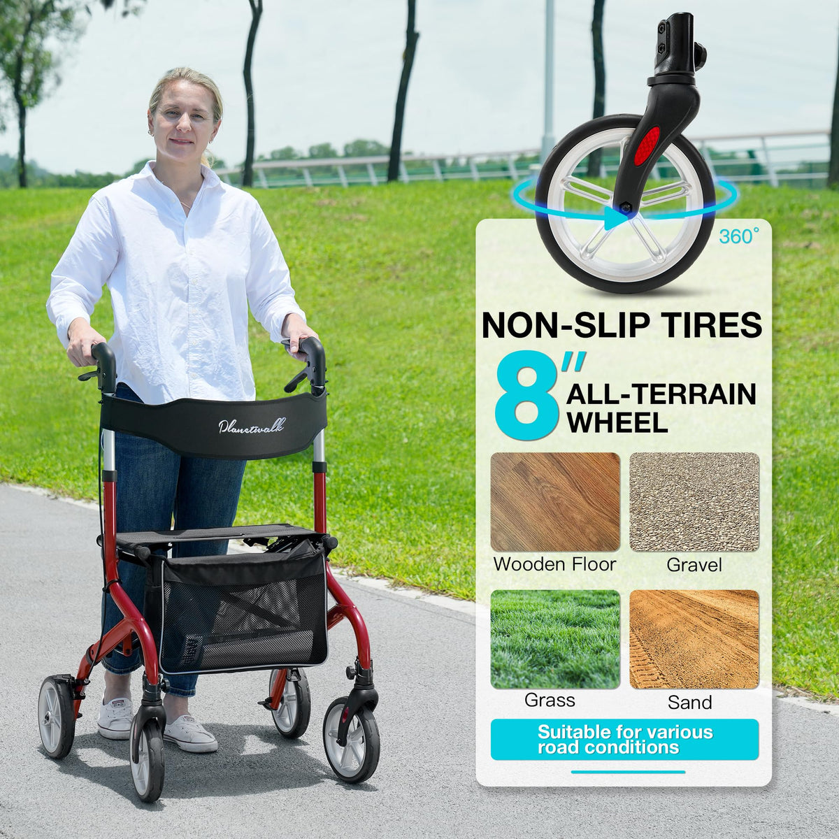 Unique Rollators PLANET WALK Super Lightweight Rollator Walker for Seniors, Foldable Ro ...