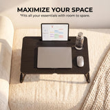 BUYIFY 23.4" Foldable Lap Desk Bed Table with Cup Holder Tray Black