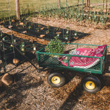 Backyard Expressions Heavy Duty Garden Cart 400 lb Utility Wagon Cart with Removable Mesh Sides, Powder-Coated Steel Bed, Pneumatic Tires, Pull Handle Yard Cart