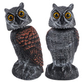 Hausse 2 Pack Fake Owl Decoys to Scare Birds Away, Rotating Head Plastic Owl Bird Deterrents, 10.6 Inch Height Bird Scarecrow Nature Enemy Horned Pest Repellent for Outdoor Garden Yard