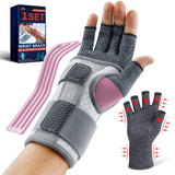 FEATOL Carpal Tunnel Wrist Brace & Compression Arthritis Glove Set For Women- Short Wrist Brace Daytime Support- Pain Relief For Work, Typing, Tendonitis, Sprains- Right Hand, Medium