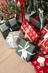 Merry Market Christmas Wrapping Paper Rolls, Premium Matte Gift Wrap, 30” x 168” Large Roll, Bows Stripes Design, Holiday Gift Wrapping