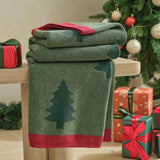 Amélie Home Christmas Knit Throw for Couch, Reversible Soft Cozy Chenille Blanket for Home Decor Gift for Family, 50" x 60", Green Christmas Tree
