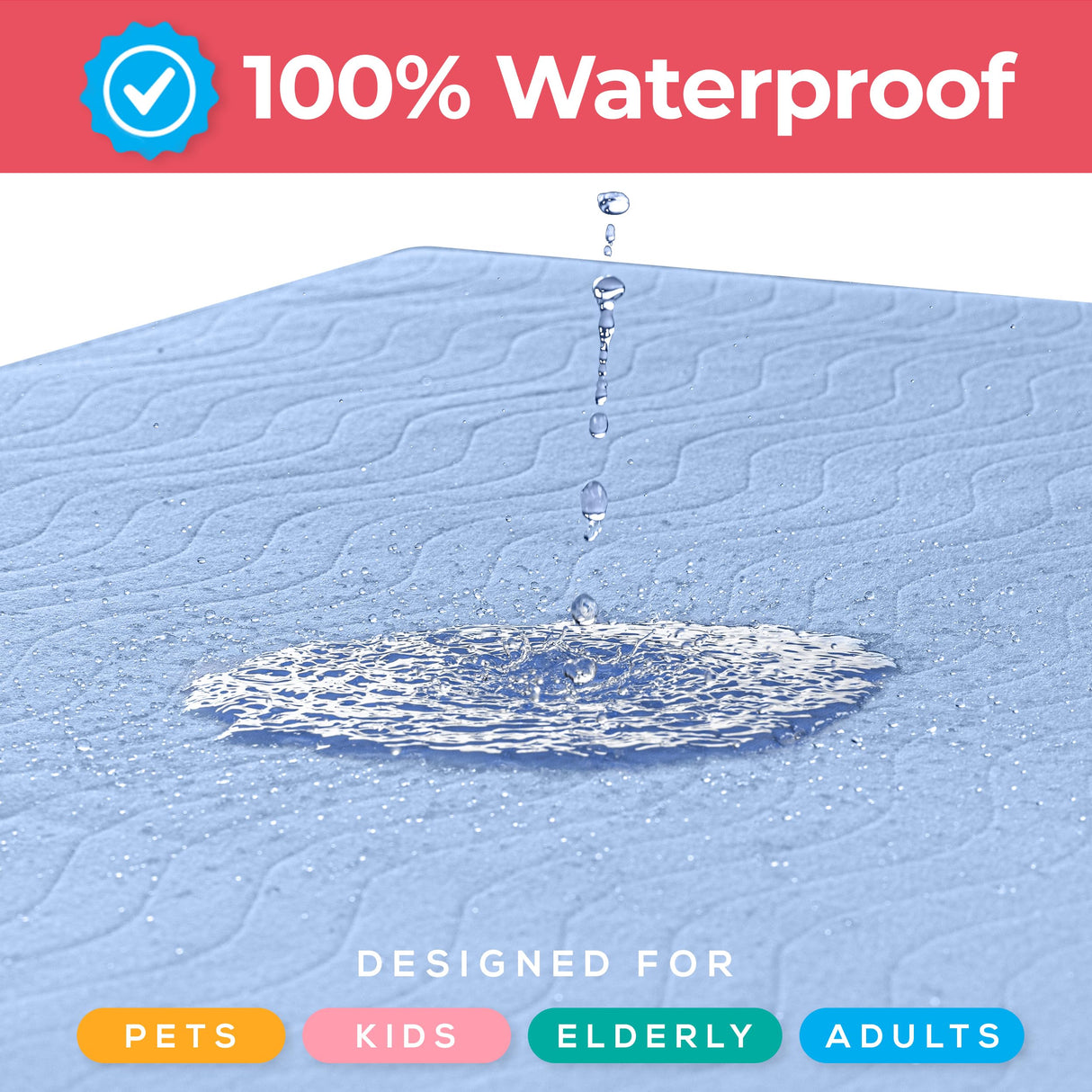 Utopia Bedding Washable Underpads 18" x 24" (Pack of 4), Waterproof Reusable Heavy Absorbency Incontinence Bed Pads for Adults, Kids, Elderly and Pets, Bedwetting Pads for Sofa and Couch (Blue)