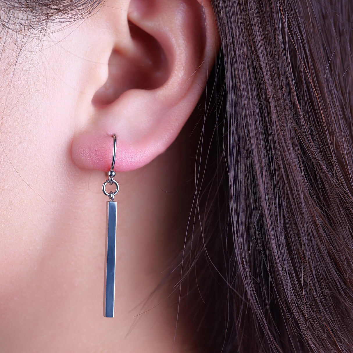 Limerencia Pure Titanium Vertical Bar Dangle Earrings, Lightweight Drop Earrings Hypoallergenic for Sensitive Ears Women (30 mm, Silver)