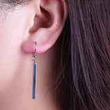 Limerencia Pure Titanium Vertical Bar Dangle Earrings, Lightweight Drop Earrings Hypoallergenic for Sensitive Ears Women (30 mm, Silver)