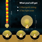 DIYANA IMPEX Marigold Garland for Decoration 5 Pcs Artificial Marigold Flowers, Indian Décor for Pooja, Diwali, Rangoli, Wedding, Christmas Decorations for Home (Peacock, 50")
