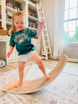 Balance Board Kids, [Natural Wood] Wobble Board for Kids Toddlers, Open Ended Montessori Waldorf Learning Toy, Gifts for 3 4 5 6 7 8 Year Old Boys Girls Birthday & Christmas Stocking Stuffers