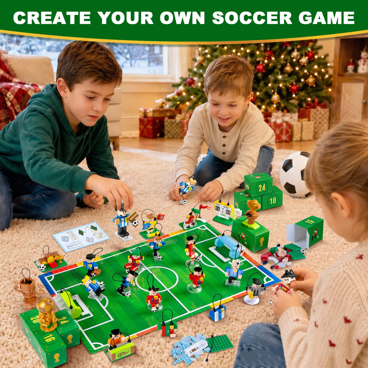 Soccer Advent Calendar 2026 for Kids Boys, 24-Day Building Countdown Gifts