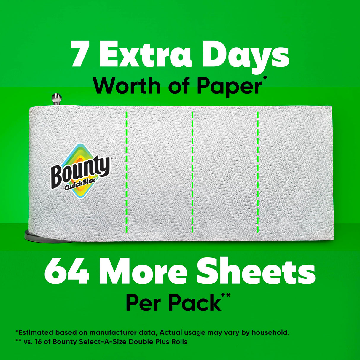 Bounty Paper Towels Quick Size, White, 16 Family Rolls = 40 Regular Rolls (Packaging May Vary)