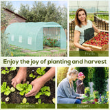 Outsunny 20' x 10' x 7' Walk-in Tunnel Greenhouse with Zippered Door & 8 Mesh Windows, Large Garden Green House Kit, Galvanized Steel Frame, Green