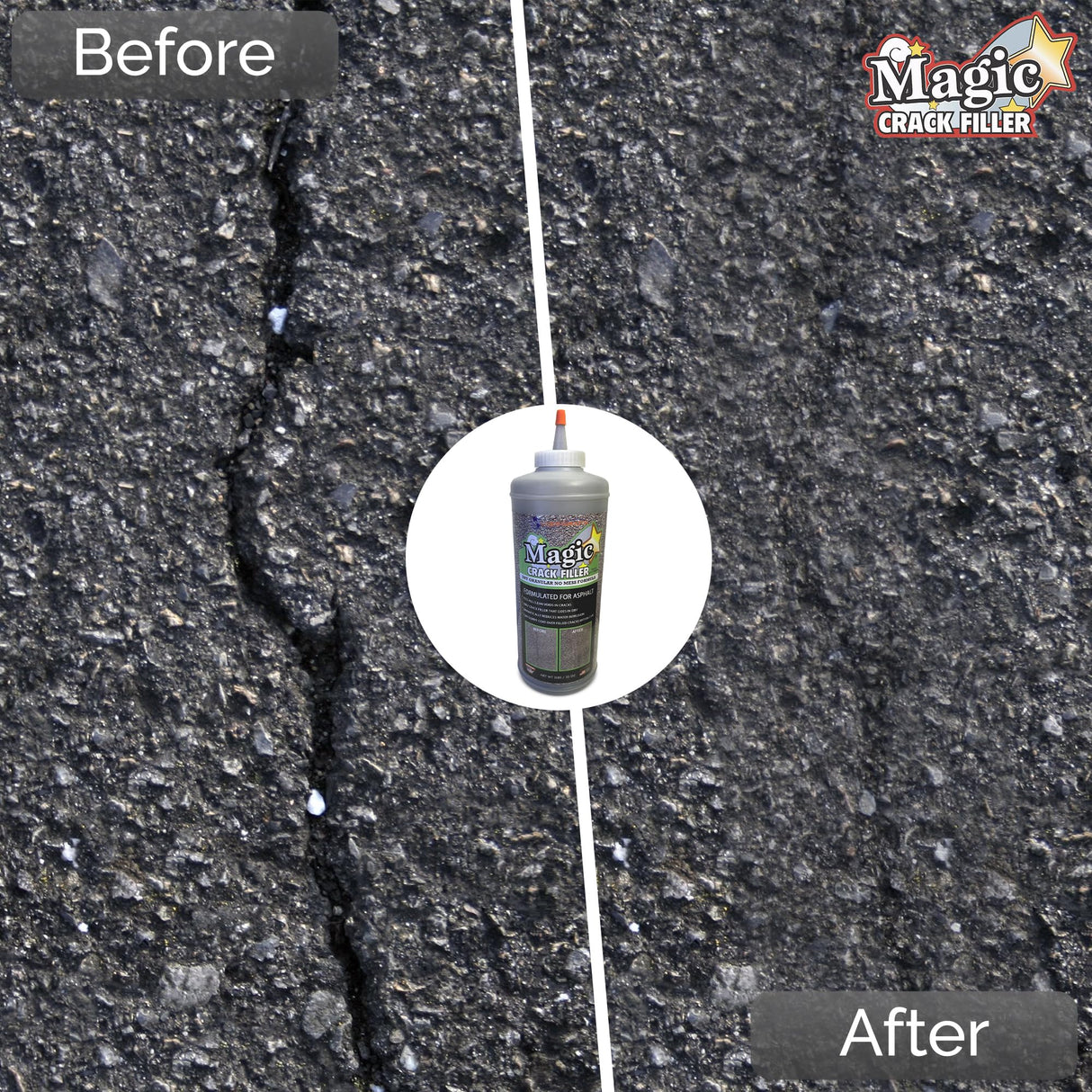 Tharos Distribution Magic Crack Filler 2.5LB Asphalt Black, for Filling in Cracks on Asphalt Driveways and Roads. Installs Easily Dry Granular No Mess and DIY (Black, 1)