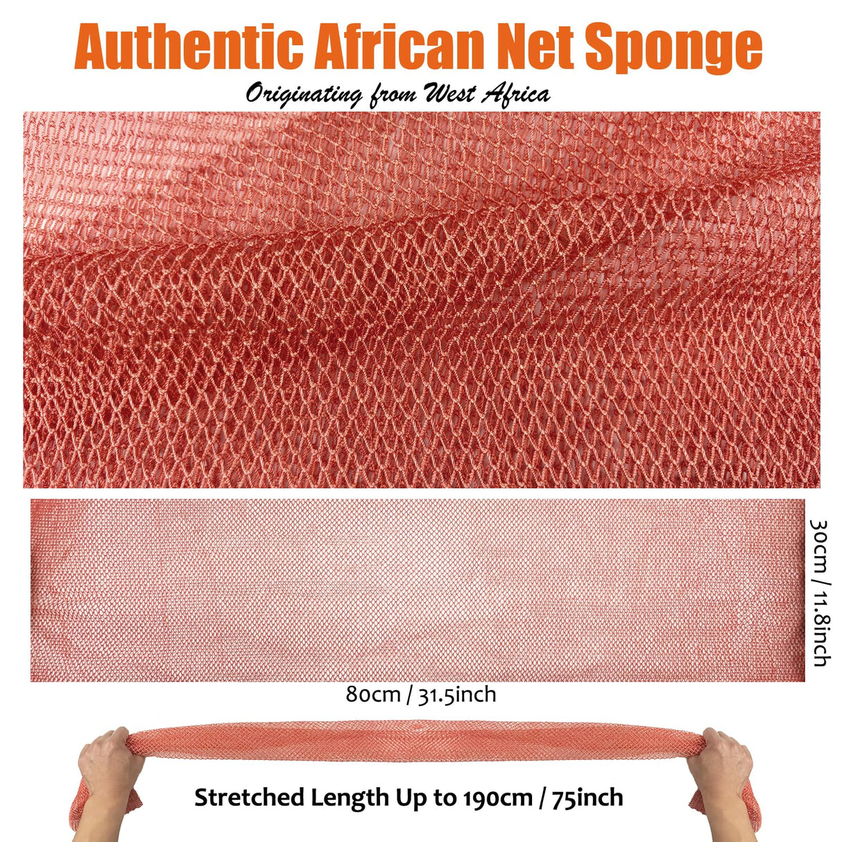 Unifab African Net Sponge Authentic Real African Exfoliating Net Bath Sponge Wash Cloth Exfoliating Washcloth African Net Cloth Body Scrubber for Shower Pink