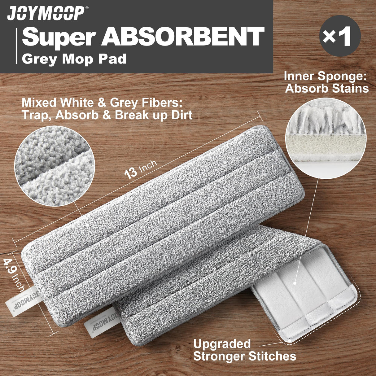 JOYMOOP Hands-Free Self-Cleaning Microfiber Mop and Bucket with Wringer Set for Home, Mops for Floor Cleaning and Wall Cleaner, Hardwood, Tile, Laminate, Vinyl Floors, Smooth Walls, and Glass Windows