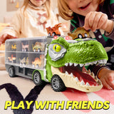 JOYIN 13 in 1 Dinosaur Toys for Kids 3-5, Dinosaur Truck with 12 Pull Back Cars, Birthday Gifts Toys for 3 4 5+ Year Old Boy, Transport Carrier Truck for Toddlers, Christmas Great Gifts for Grandkids