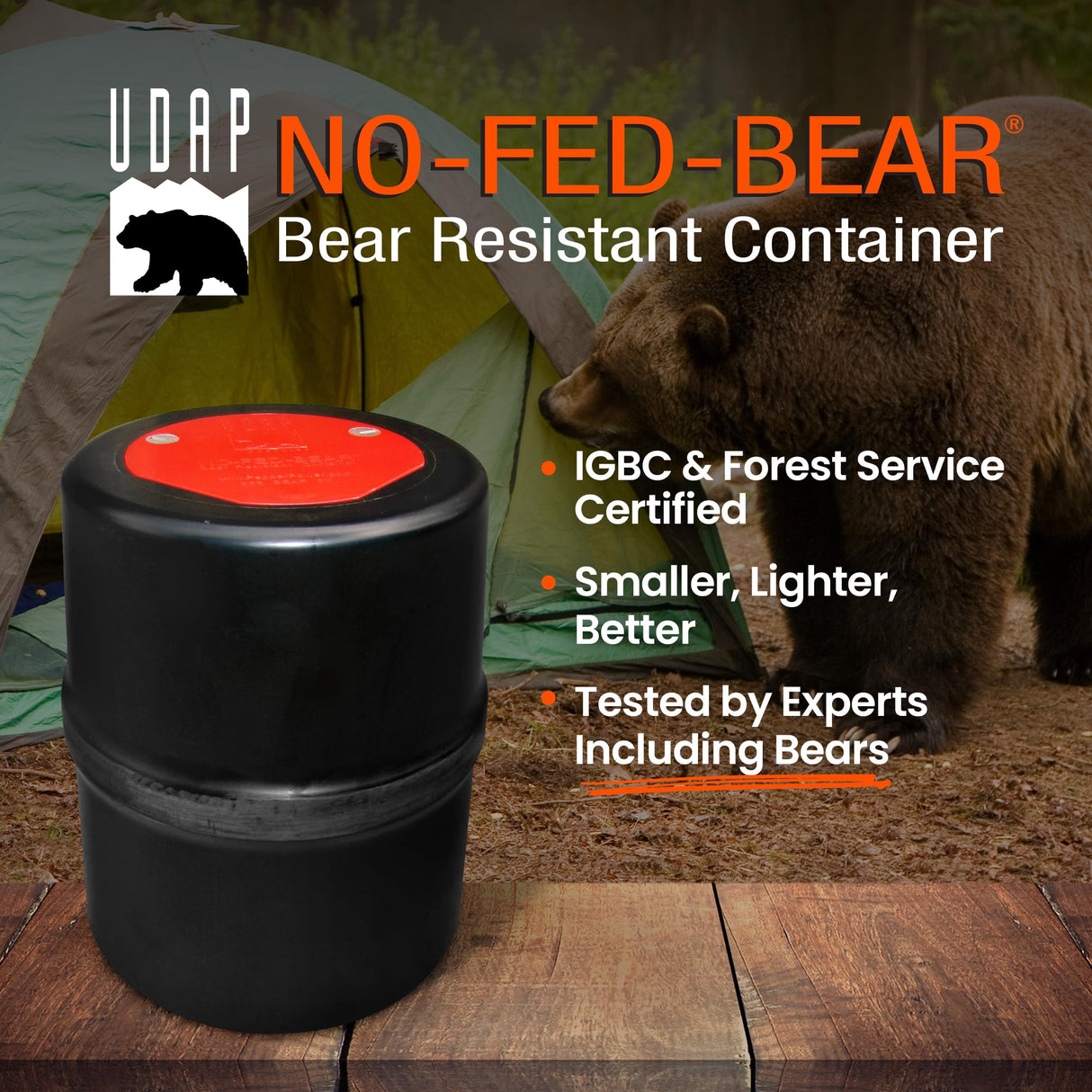 NO-FED-BEAR UDAP Bear Resistant Canister, Hiking Camping Backpacking Hunting Food Storage Container, 2 Gallons, BRC