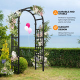 VINGLI Vinyl Garden Arbor, PVC Wedding Arch for Ceremony Party, Garden Trellis for Climbing Plants Outdoor, Arch Backdrop Stand for Garden, Backyard, Lawn (Black, 39.5in)
