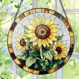 Sunflower Stained Glass Suncatcher, Stained Glass Window Hanging, 8 Inch Sunflower Suncatcher, Sunflower Glass Window Decor, Christmas, Mother's Day, Birthday, Gifts for Mom, Grandma Gift