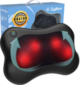 Zyllion Shiatsu Back and Neck Massager with Heat (FSA HSA Eligible) 3D Kneading Deep Tissue Massage Pillow for Muscle Pain Relief, Arthritis, Sciatica, Plantar Fasciitis on Shoulder, Leg, Foot, ZMA-13