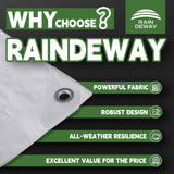 RAINDEWAY Tarps 8x8 Feet Tarp Waterproof,7Mil Thick,Finished Size,UV Resistant,Multipurpose Poly Tarp Cover with Metal Grommets and Reinforced Edges,White Tarps
