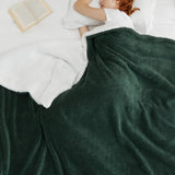 Bedsure Sherpa Fleece Throw Blanket for Couch - Herringbone Pattern Room Decor, Thick and Warm Christmas Blanket for Winter, GentleSoft Fuzzy Cozy Gifts for Women, Dark Green, 50x60 Inches