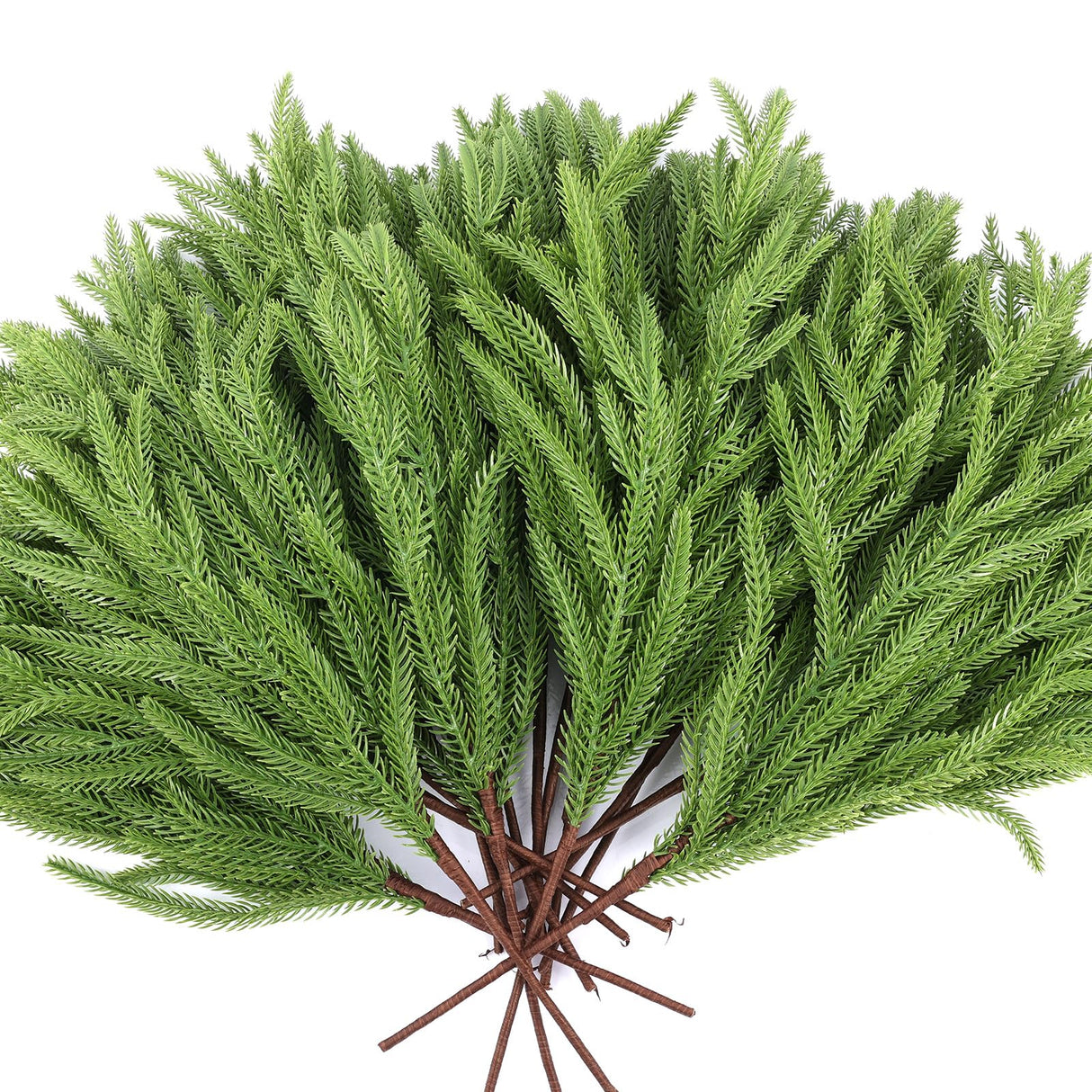 Rowfad 12 Pcs Artificial Norfolk Pine Branches, Norfolk Pine Artificial Pine Stems DIY Crafts Faux Christmas Greenary Norfolk Pine Branches for Xmas Wreath Garland Home Decor (12)