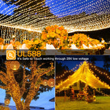 Ollny Christmas Lights Outdoor 800LED 262FT, Warm White Plug in Fairy Light with Remote, 8 Modes Waterproof Timers Dimmable LED String Lights for Indoor House Outside Bedroom Patio Balcony
