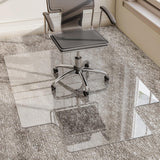 GLSLAND Irregular Tempered Glass Floor Mat - 45" x 53" Office Chair Mat for Carpet Clear Duty Hard Rolling Glass Mat 1/5" Thick for Hardwood Floor/Carpeted Floors, Clear