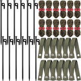 Sintuff 36 Pcs Heavy Duty Tree Stake Kits Stake and Support for Young Leaning Tree Anchor Straightening Kit, 15.8'' Support Straps, 11.8'' Steel Stakes, 13.12ft Rope Against Bad Weather(Army Green)